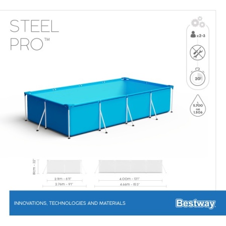 Bestway 56405 BW Каркасный бассейн Steel Pro 400х211х81см, 5700л Bestway 56405 BW Каркасный бассейн Steel Pro 400х211х81см, 5700л