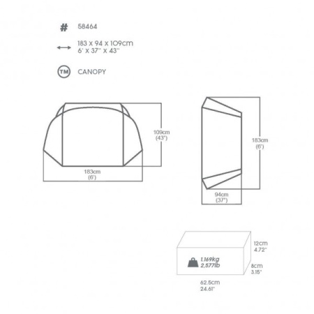 Bestway 58464 BW Навес для СПА бассейнов, 183х94х109 см Bestway 58464 BW Навес для СПА бассейнов, 183х94х109 см